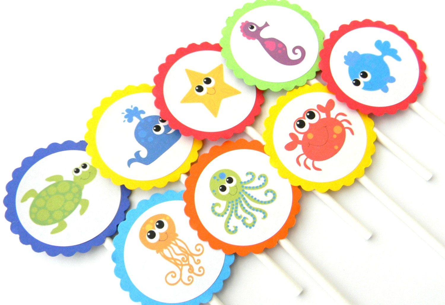 12 Sea Creature Cupcake Toppers Under the Sea Nautical