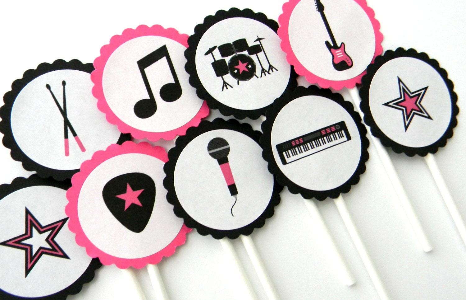 12 Rockstar Cupcake Toppers Music Birthday Rockstar Theme