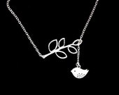 Silver Branch With Little Bird Necklace or Bracelet or Anklet, 1.5 mm Chain