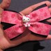 Cutie Kitty Hair Bow Black and Pink with Hearts- hand sewn