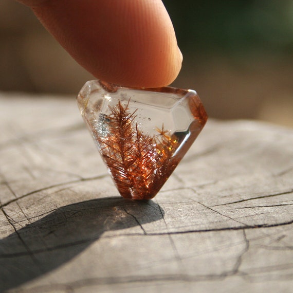 Exquisite Copper Rutilated Quartz Designer CabochonCopper