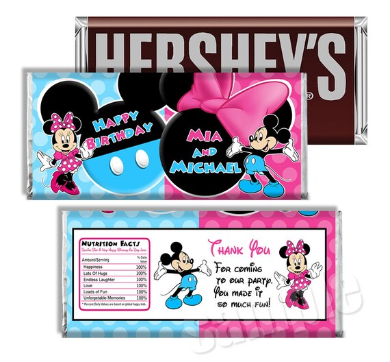 Mickey Minnie Mouse Candy Bar Wrapper For by ThePrintableOccasion