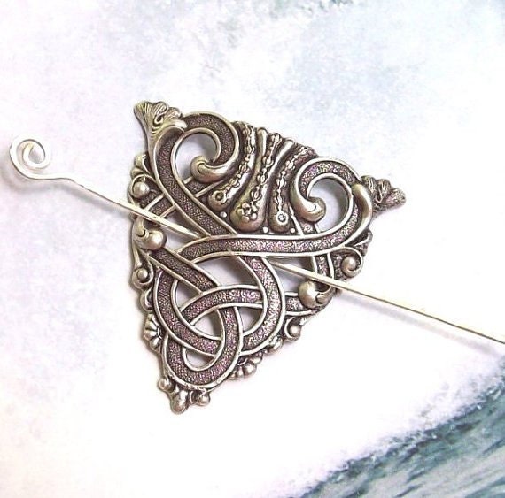 Celtic Shawl Pin Silver Celtic Scarf Pin Celtic Hair Slide 