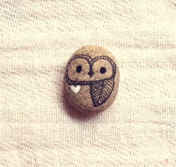 Tiny Hand Painted Rock Owl