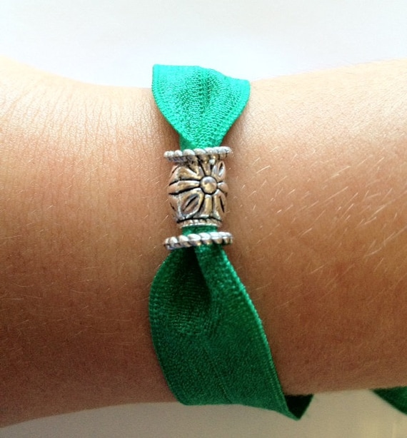 Elastic Hair Tie Band Ponytail Holder Wrist Band Green