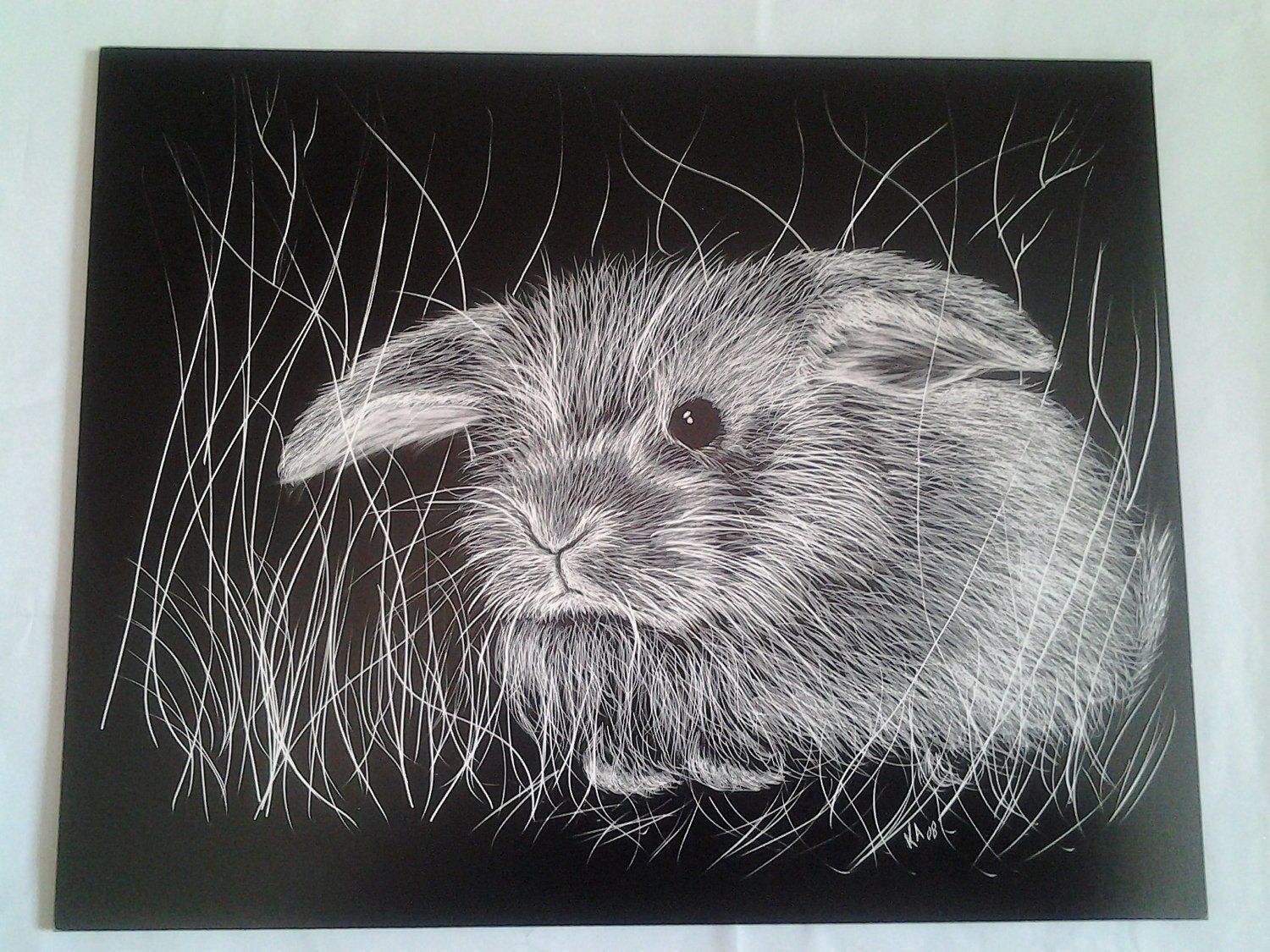 Baby bunny scratch art by kamwolfes on Etsy