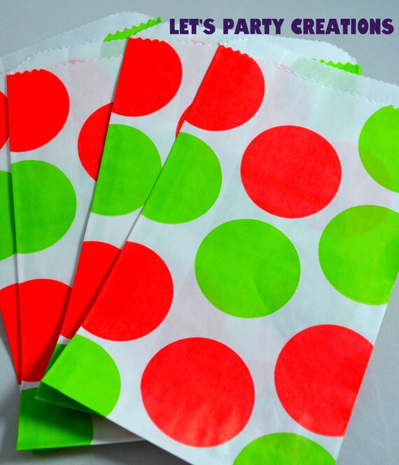 Holiday Favor Bags--25 RED Favor Bags, Green Bags, Christmas Favor Bags: DIY Christmas Party, Holiday Party, boutique/bakery bag Il_570xn