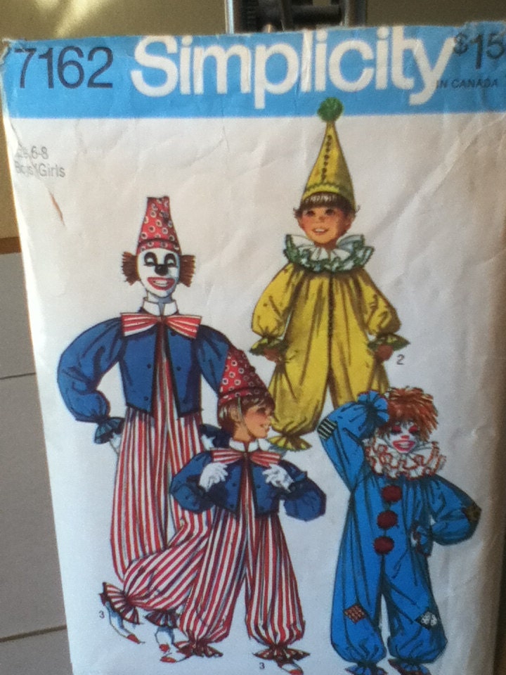 Simplicity Vintage Clown Costume Pattern 9051 Adult Size