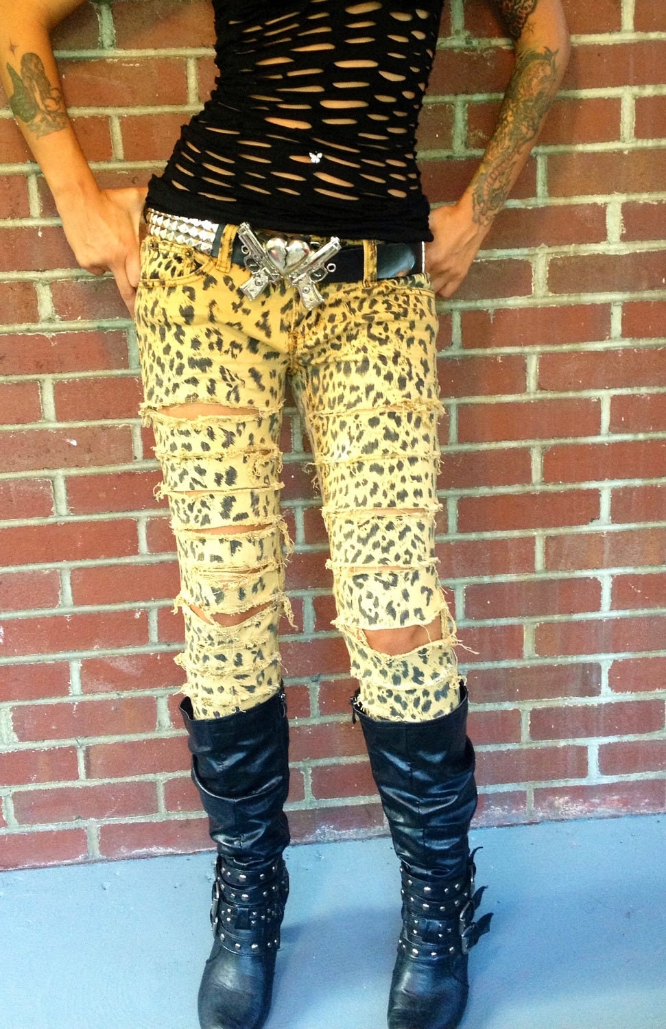 jeans with cheetah print