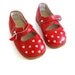 Soviet design shoes for girls, red leather with hearts, USSR 1960's