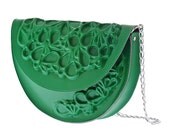 Chic clutch purse, green round clutch bag, branded clutch bag, green clutch bag, half moon shape shoulder bag with metal chain strap