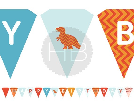 Items similar to Printable Dinosaur Happy Birthday Banner - Dino Party ...