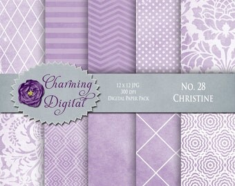 Lavender Purple Digital Paper, Lavender Purple Scrapbooking Digital Paper, No. 28 Christine