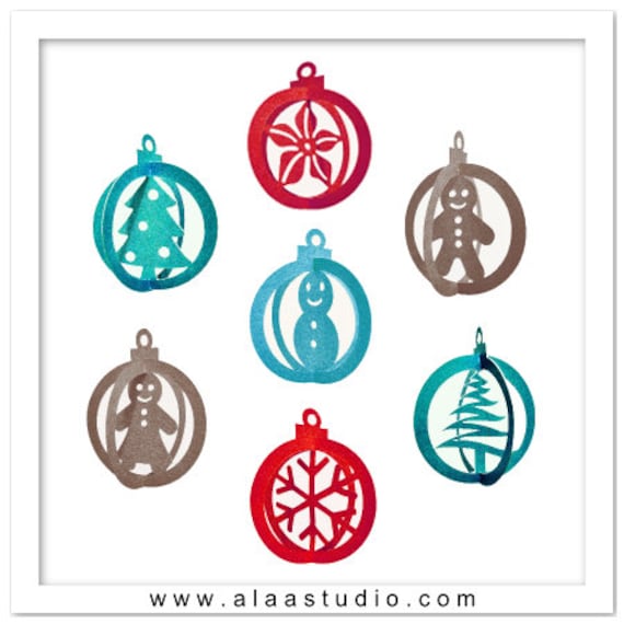 Download 3D Christmas hanging ornaments cutting files templates in SVG