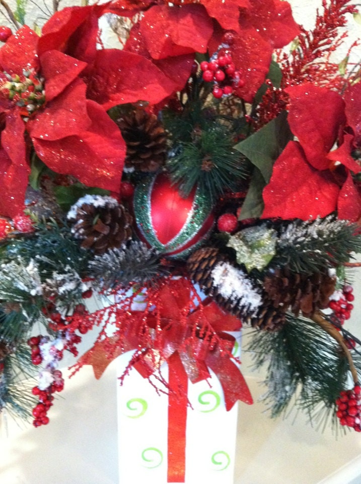 Christmas Silk Floral Arrangement Present Container Design