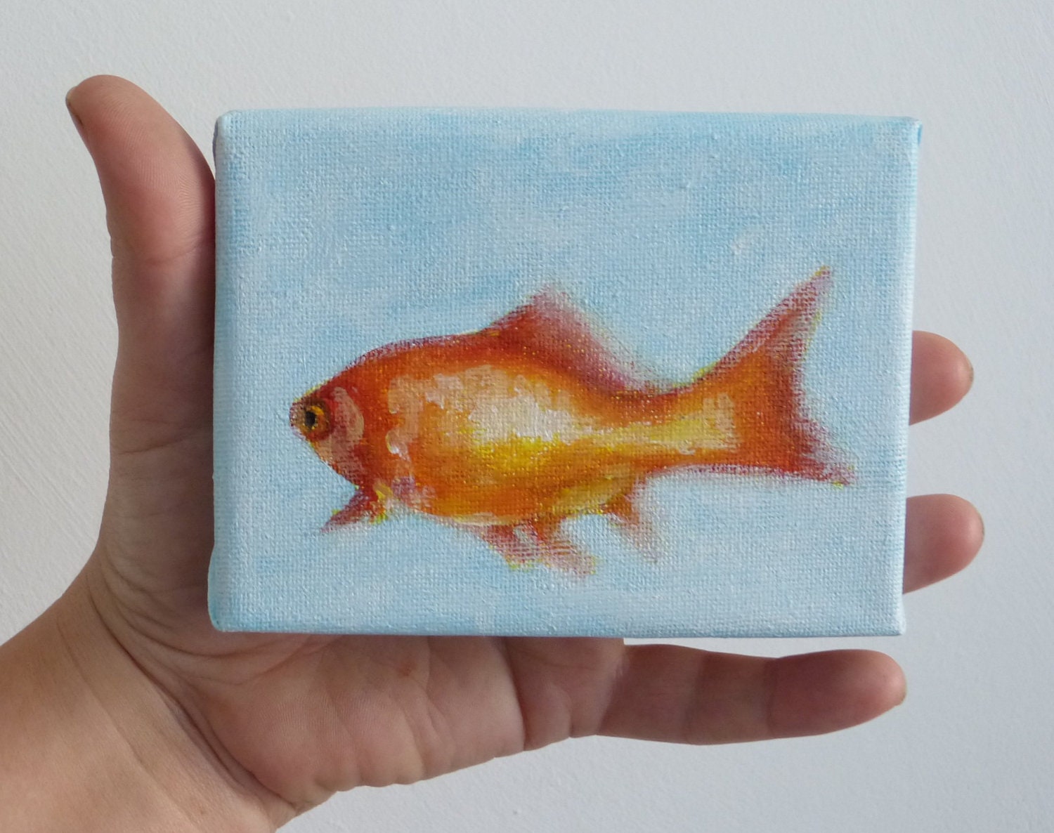 Goldfish 2 orginal acrylic painting on small canvas