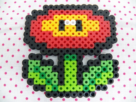 Mario Fire Flower Perler bead sprite by PirateGirlCrafts on Etsy