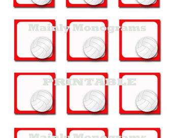 3 inch Printable Volleyball tags or labels. by MainlyMonograms