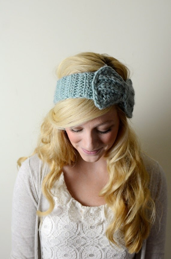 Items similar to Ear Warmers / Bow Headband - Crochet - Wool on Etsy