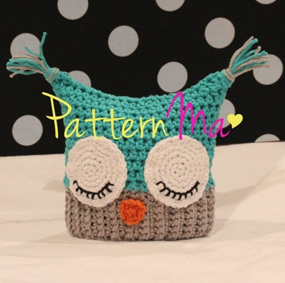 pattern etsy hat crochet Hat Baby Crochet PatternMa Sleepy on Pattern by 4 Owl Etsy