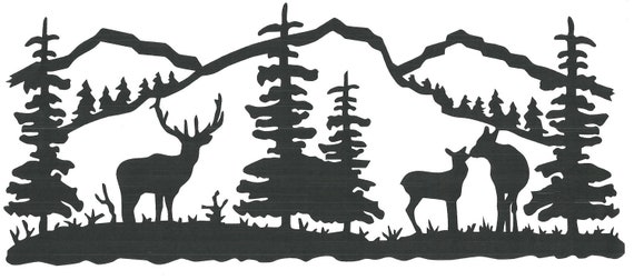 Items similar to Elk scene, nature, trees, wall vinyl decal sticker on Etsy