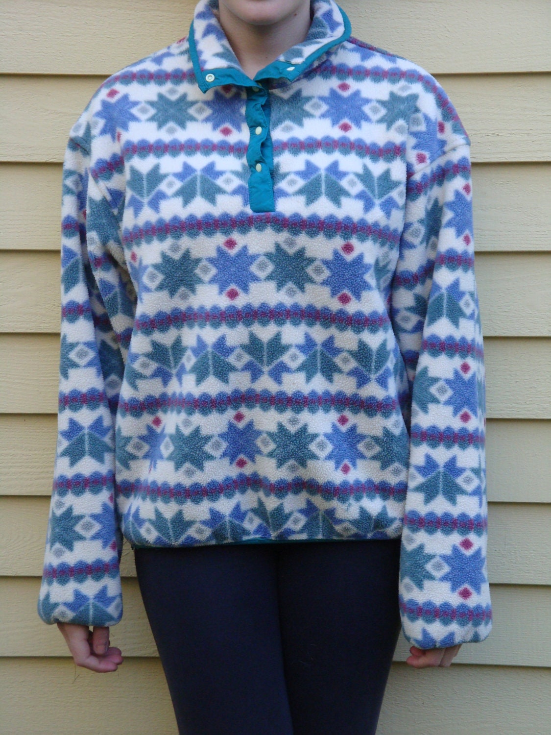 Vintage LL Bean Women's Fleece Pullover Snowflake Pattern