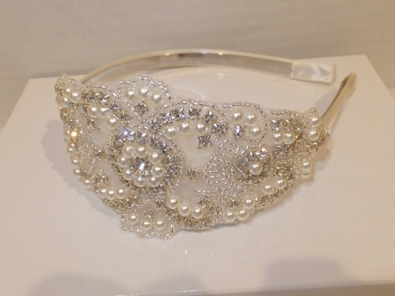 rhinestone and pearl bridal applique
