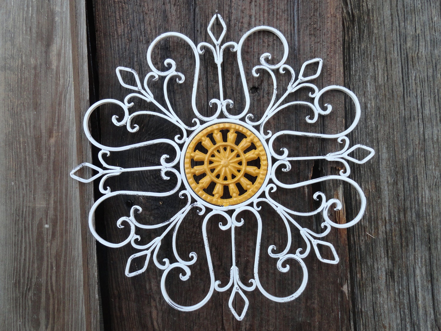 Wrought Iron Wall Decor/Metal Wall Decor/White Wall Art/Shabby