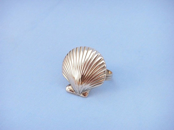 Nautical Napkin Ring 2 Brass Seashell / Sea by NauticalBeachDecor