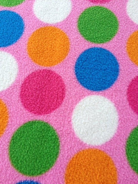 Multi colored polka dot fleece blanket by NanaBoutiqueND on Etsy