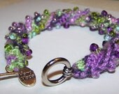 Purple and Green Lush Beaded Bracelet Boho Jewelry Gift for her Christmas Gift Handmade Jewelry Bohemian Style Jewelry