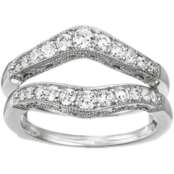 ... Ring Guard - Sterling Silver Ring Enhancer with .75ct Cubic Zirconia