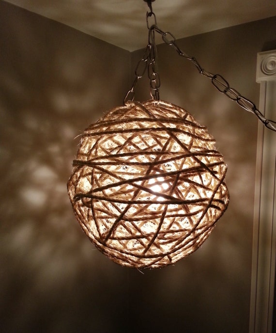 Items similar to Rope Globe Hanging Light Fixture on Etsy