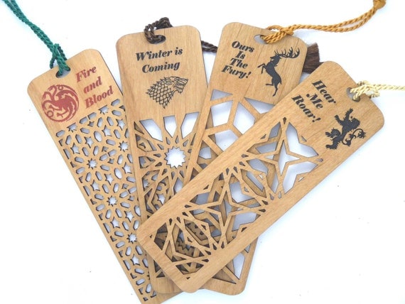 Inspired by Game of Thrones Engraved Bookmark Set of all Four FREE SHIPPING