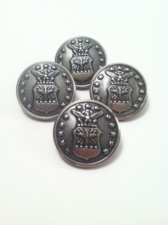 Vintage Brass US Military Buttons with Eagle and Shield Set