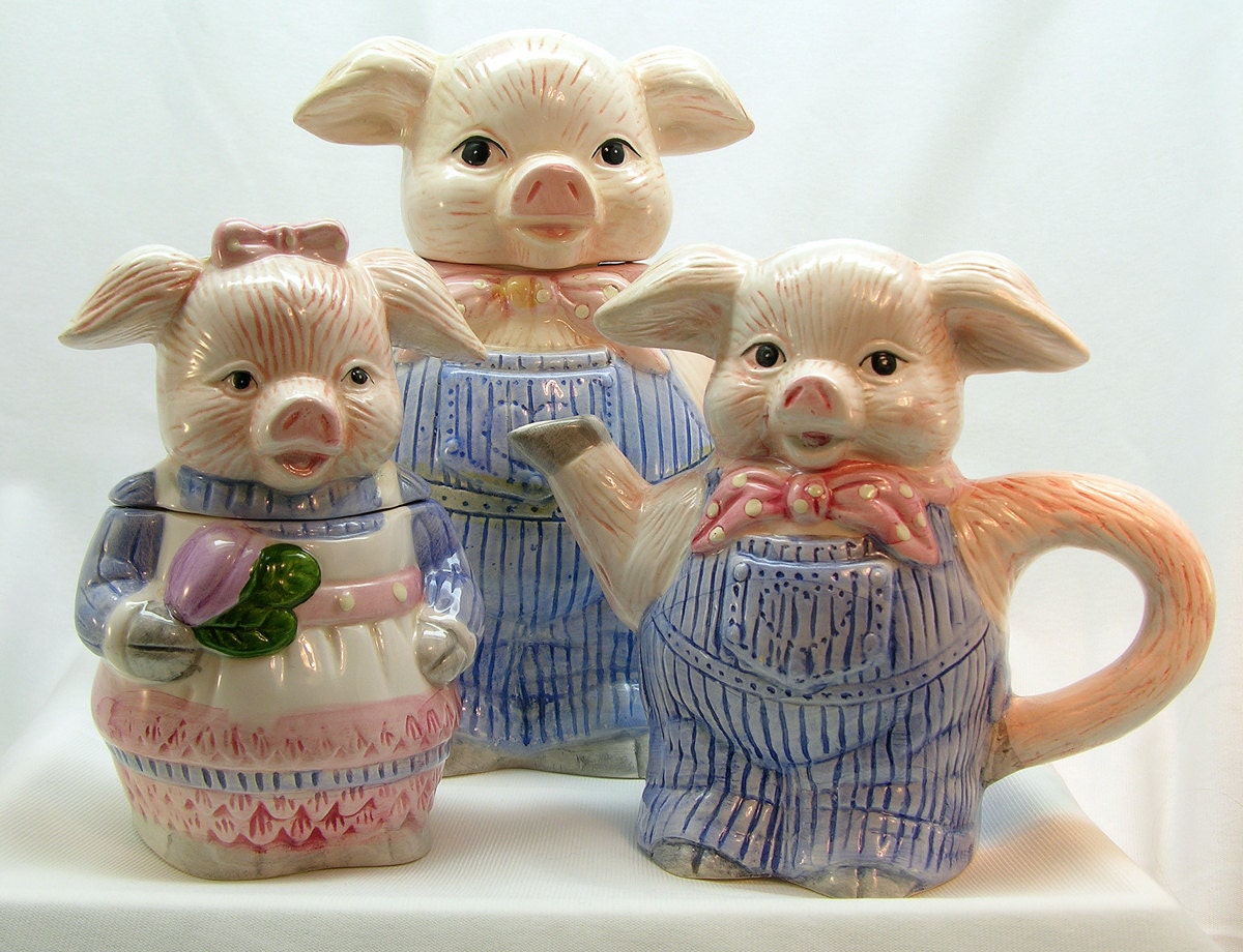Sale on Cute Country Tea Set with Pig Tea Pot Creamer and