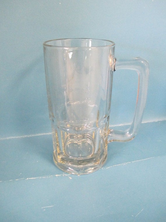 Vintage Large glass beer mug with handle