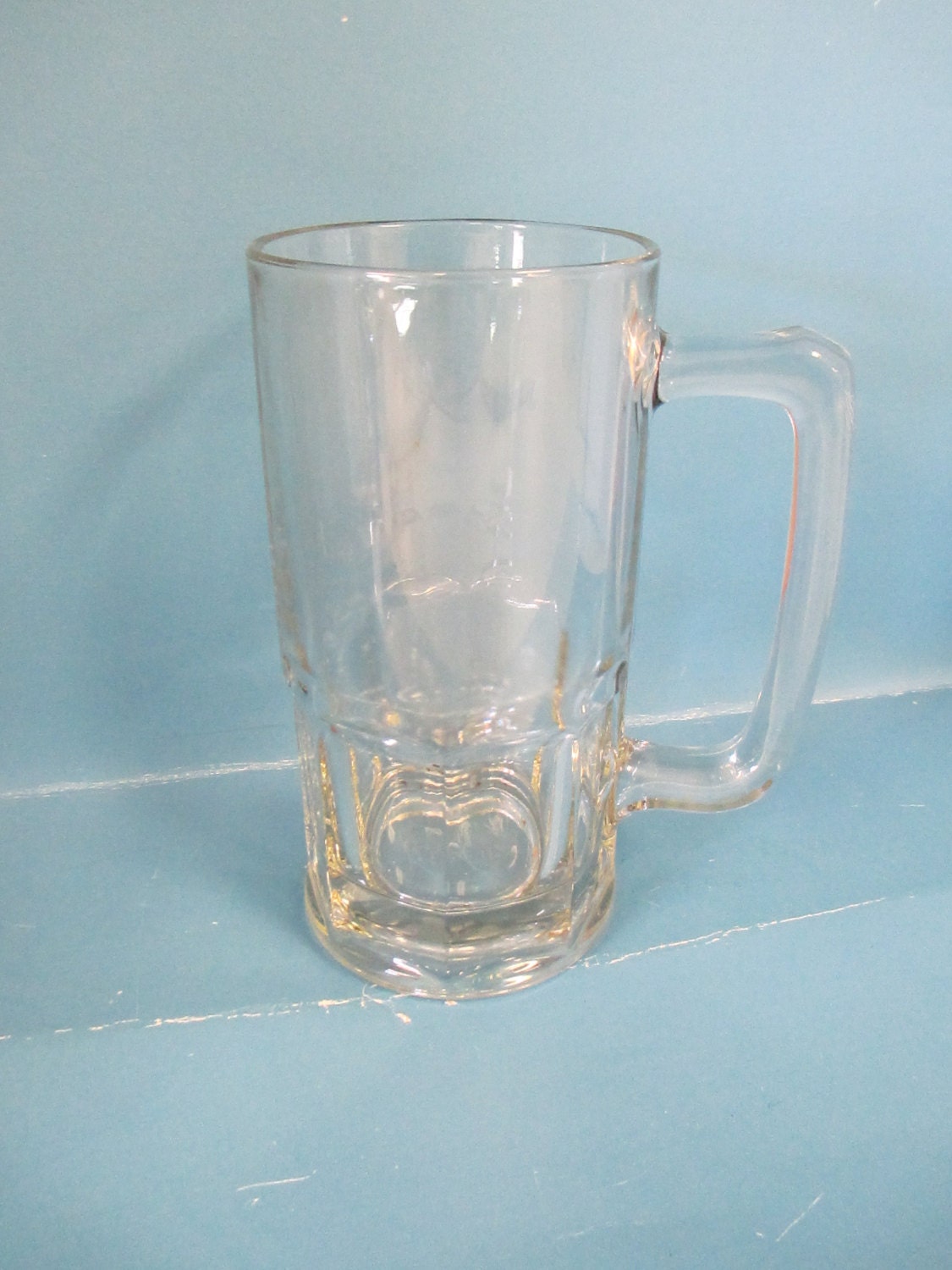 Vintage Large glass beer mug with handle