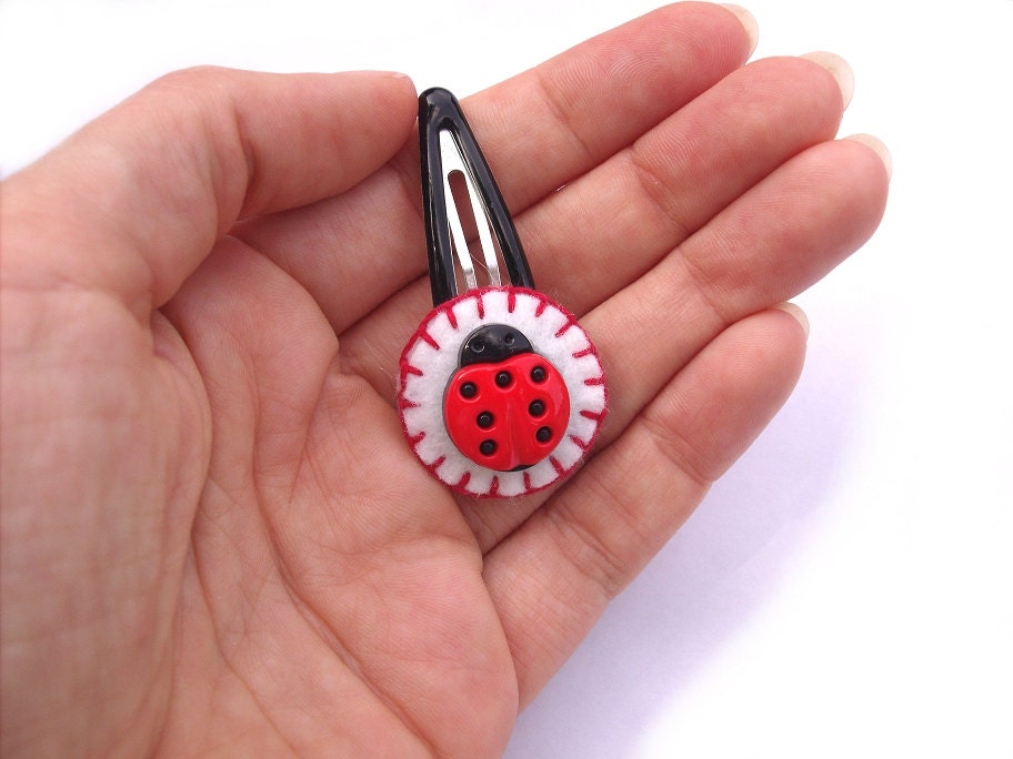 Ladybug hair clips cute novelty barrettes felt hair