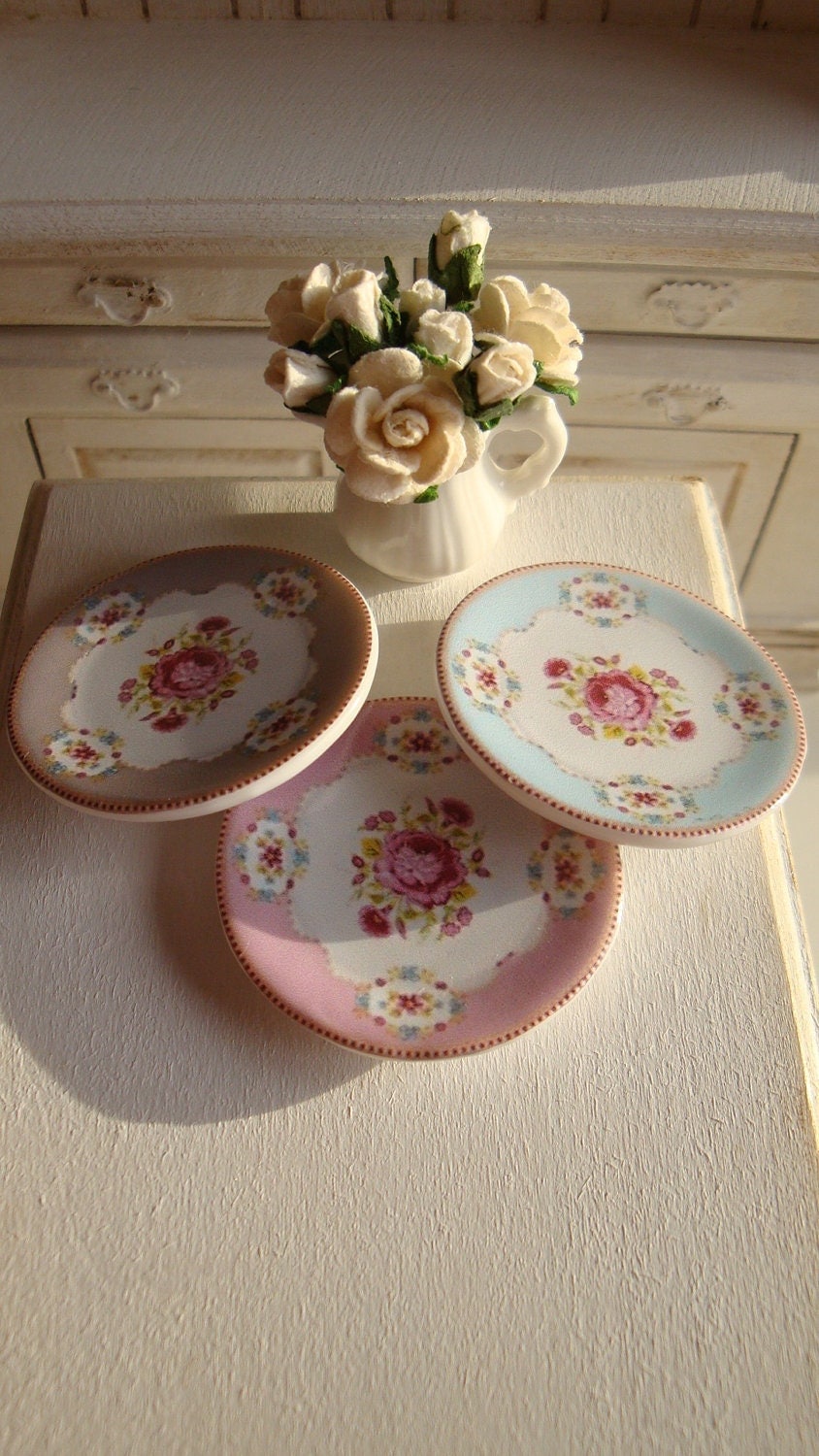 shabby chic rose dollhouse miniature plate shabby chic rose dollhouse miniature plate