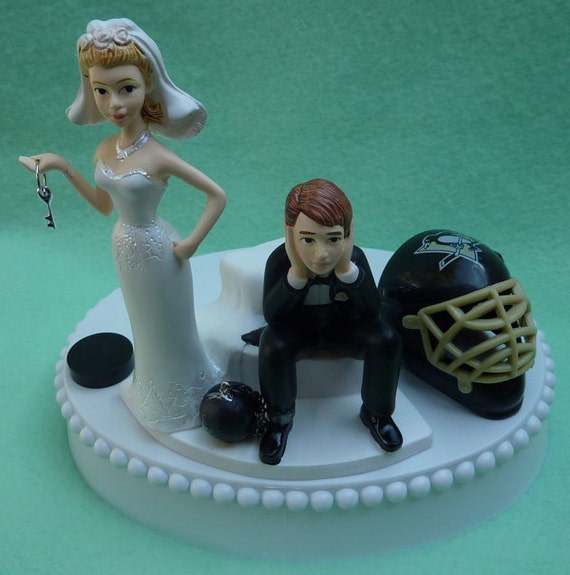  Wedding  Cake  Topper  Pittsburgh Penguins  Hockey Themed Ball and