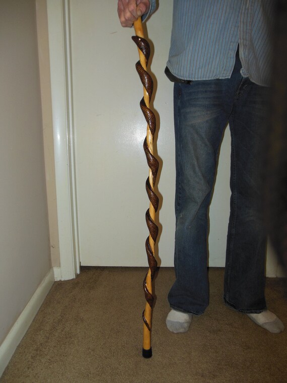 Items similar to Twisted walking stick / cane with woodburned snake