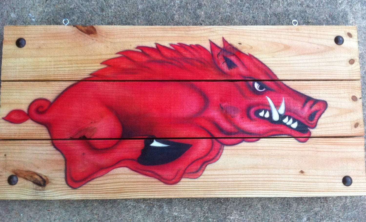 Arkansas Razorback wall sign hand painted.