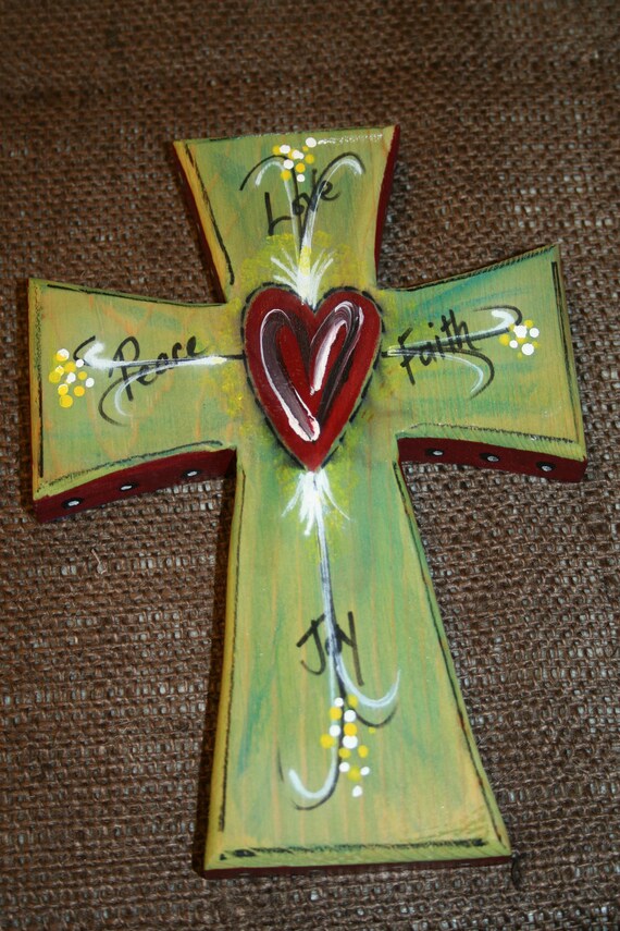 Items similar to Hand Painted 8' Wooden Cross Wall Decor 