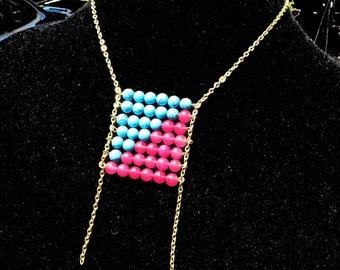 Pixel Dust- Gemstone Grid Necklace
