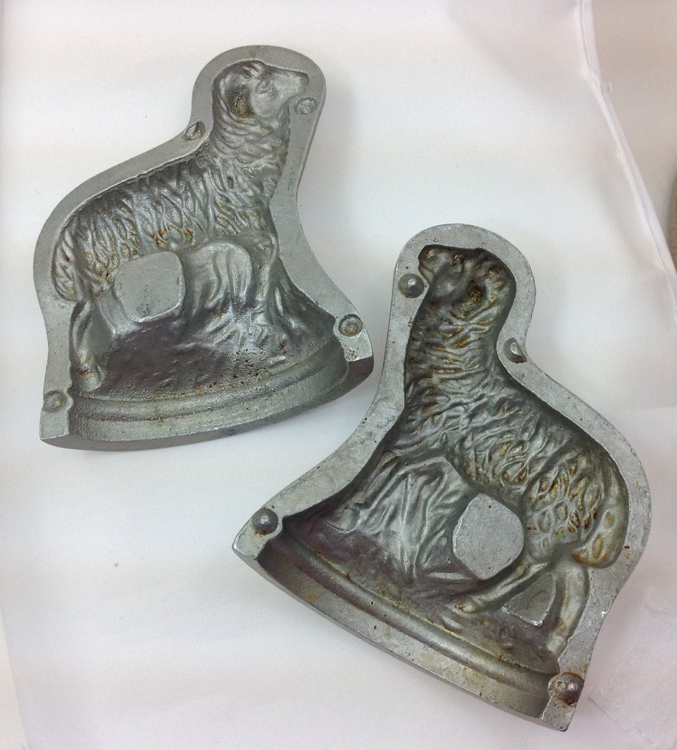 Vintage chocolate metal mold little lamb