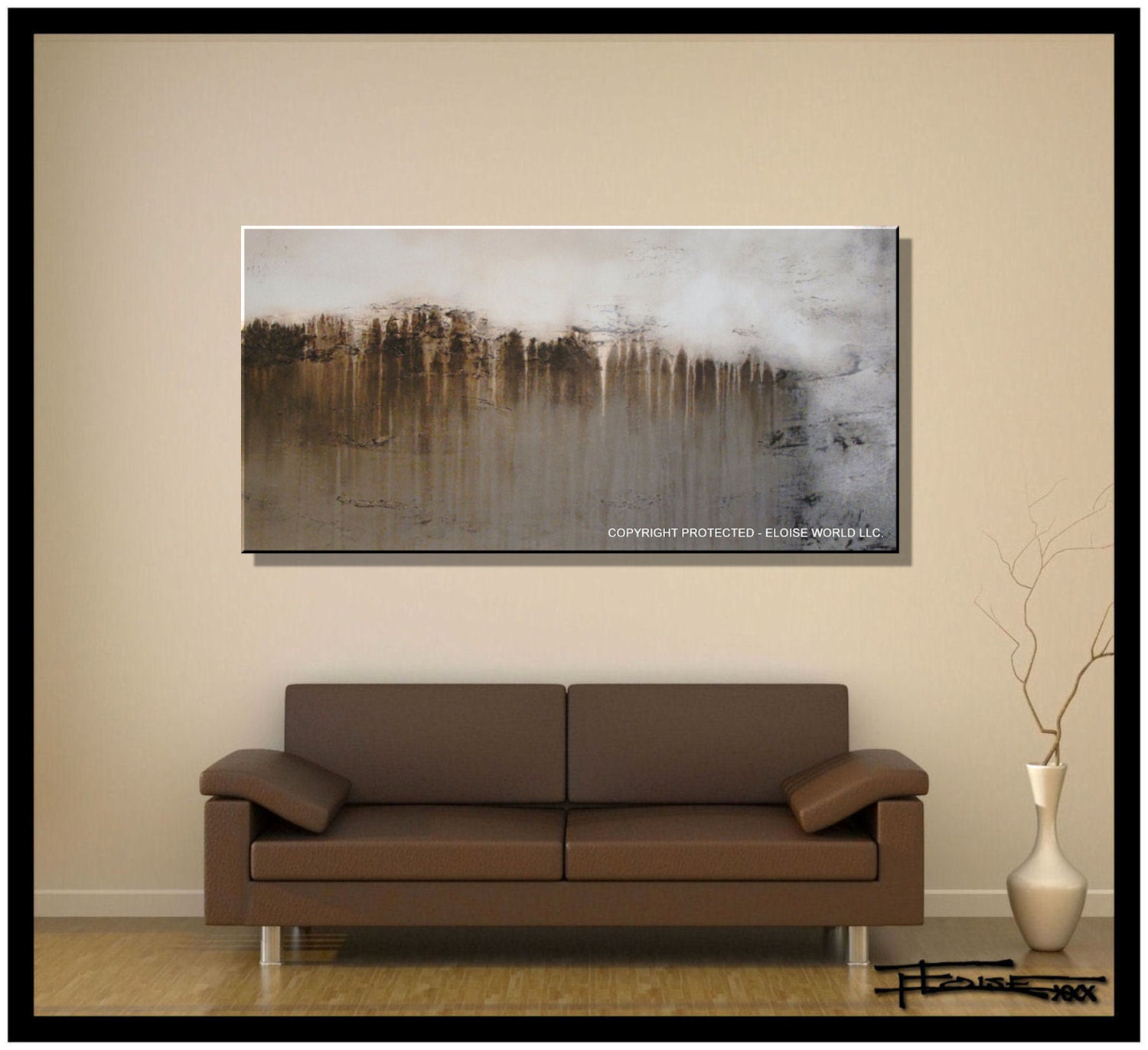 Modern Abstract Canvas Wall Art 48 x 24 x 1.5 Ready to