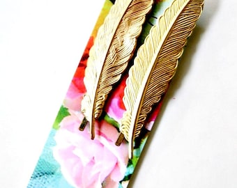 Golden Feather Bobby Pin Set