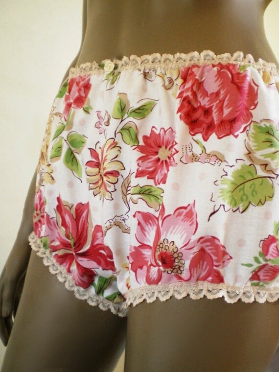 Shabby Rose Bloomer 36 Hip Panties Cotton Handmade Retro by Swoon