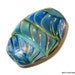 Handmade Lampwork Glass Focal Bead, Blue Green Ribbons Encased,